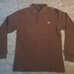 Fred Perry Long Sleeve Polo Shirt Small S Brown