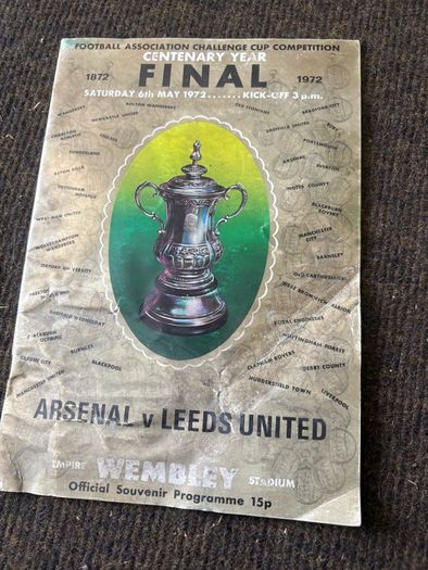 1972 FA Cup Final Programme Arsenal v Leeds United Wembley Centenary Final
