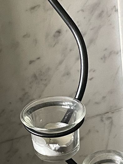 Black metal two glass tea light candle holder