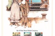 1980 Isle of Man Limited Edition Lithographed Print measuring 333mm X 257mm showing 150th Anniversary of Isle of Man Steam Packet Company 1930-1980 Commemorative Stamps with First Day of Issue Cancel