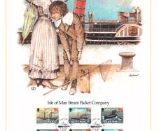 1980 Isle of Man Limited Edition Lithographed Print measuring 333mm X 257mm showing 150th Anniversary of Isle of Man Steam Packet Company 1930-1980 Commemorative Stamps with First Day of Issue Cancel