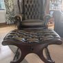 Saxon Leather Buttoned Footstool Image 2