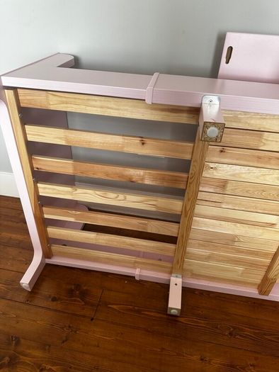 Girl Extendable Bed. light Pink and Mattress. IKEA BUSUNGE