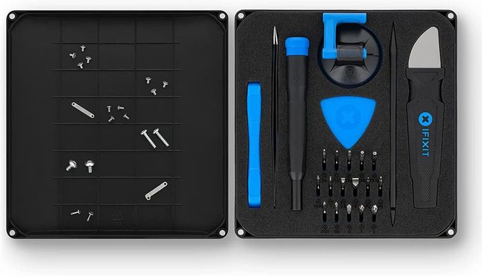 Essential Electronics Toolkit, Basic tool-set with 16 precision bits (4 mm), magnetic screwdriver & opening tools for electronic devices