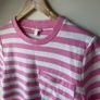 COS Boxy Striped Cotton Crewneck T-Shirt with Pocket Pink & White Size S Image 4