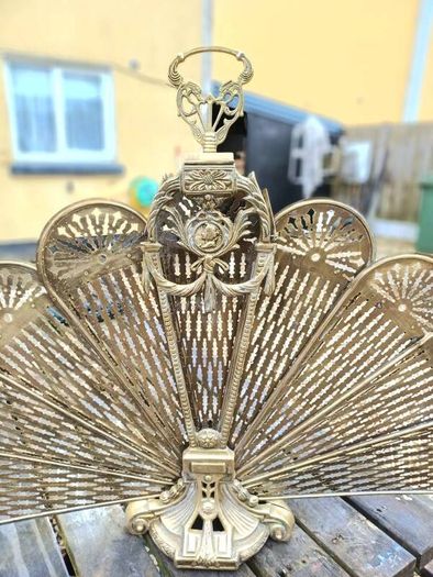 1960/70s Brass Peacock Firescreen