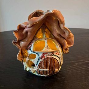 ..PRICE DROP  ..  Whimsical Ceramic Fairy House Tealight Holder, Studio Pottery from Ireland by Cara Turner / Artist Signed