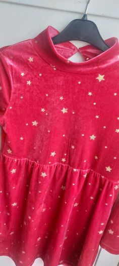Girls Red Velvet Dress