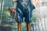 Smoking Boy - Cold Painted Bronze, Marble, Signed
