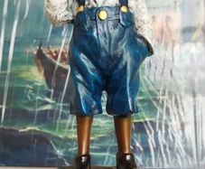 Smoking Boy - Cold Painted Bronze, Marble, Signed