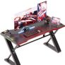 120 x 55 cm Gaming Desk with LED Lights, Gaming Table Thickened Z Shaped, Gamer Desk with Carbon Fiber Coated, Gaming PC Desk, Computer Desk Easy to Assemble, Carbon Fiber Black Image 9
