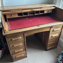 Vintage oak roll top desk