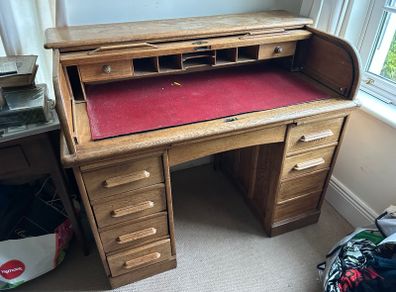 Vintage oak roll top desk