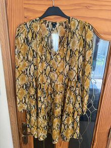 River Island mustard animal skin pattern dress above the knee size UK10 EU38 Postage included