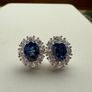 Moissanite Diamond and Sapphire Earrings Image 5