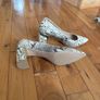 DKNY snake skin effect cream shoe w gold touch on heel Image 4