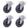 Heavy duty 200mm Castors Black Rubber with swivel brake set Image 3
