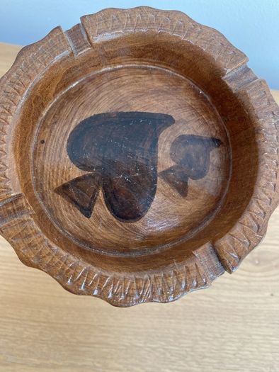 African Art - Handcrafted Wooden Elephant Trunk Ashtray/Candle Holder