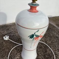 Louis Mulcahy Large Pottery Table Lamp with Pink Shade 66cm