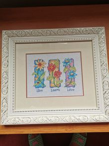 Hand Made Cross Stitch Embroidery - Flowers