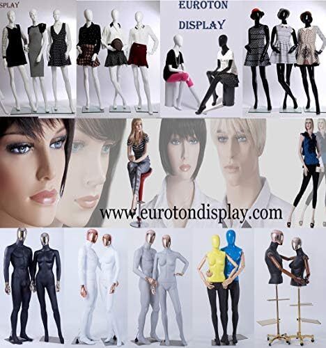 SF-11 Female mannequin full body manikin + 2 free long curly wigs (dark brown and black) +metal stand Head and arms can be rotated Plastic Unbreakable Eco-friendly