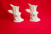 Pair of Belleek Tree Stump Vases (Spill Vases), 5th Mark, Ireland