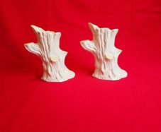 Pair of Belleek Tree Stump Vases (Spill Vases), 5th Mark, Ireland