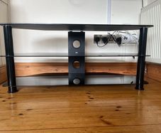 Black glass TV stand