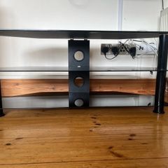 Black glass TV stand
