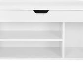 _Shoe bench with seat cushion, 3 compartments chest, bench for shoe storage with seat, 2 steps, hall furniture, white maximum load capacity 150 kg
