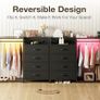 Chest of Drawers Bedroom with Hanging Rail, Built-in LED Lighting and Power Socket, Reversible 6-Drawer Design, Fabric Chest of Drawers for Bedrooms and Living Rooms, 110 x 30 x 106cm, Black Image 5