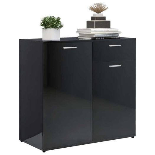 Sideboard High Gloss Black 160x36x75 cm Chipboard