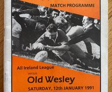 Very Rare 1991 Young Munster v Old Wesley - AIL Division 1 Rugby Programme
