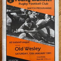 Very Rare 1991 Young Munster v Old Wesley - AIL Division 1 Rugby Programme