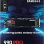 Samsung 990 Pro NVME M.2 SSD, 4 TB, PCIE 4.0, 7,450 MB/S Read, 6,900 MB/S Write, Internal SSD, for Gaming and Video Editing, Solid State Drive, MZ-V9P4T0BW Image 3