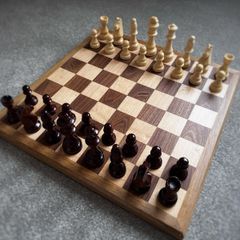 Handmade Chessboard - Walnut, Maple and Oak with Large Chess Pieces