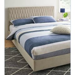 beige double bed