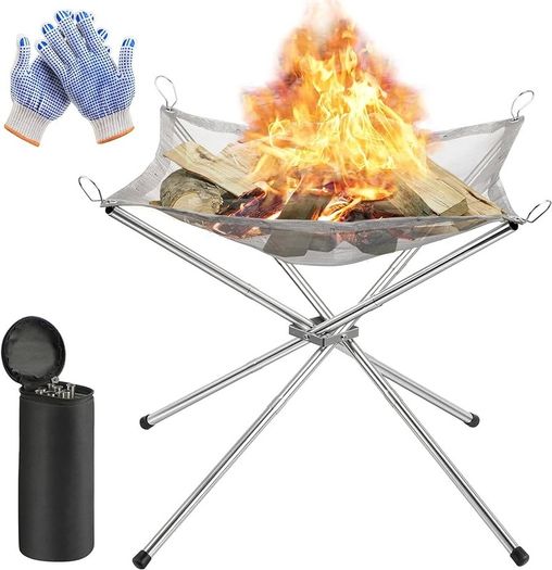 NEW SALE | Portable Fire Pit for Camping, Outdoor Folding Firepit Fireplace with Heat Resistant Gloves & Carrying Bag