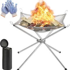 NEW SALE | Portable Fire Pit for Camping, Outdoor Folding Firepit Fireplace with Heat Resistant Gloves & Carrying Bag