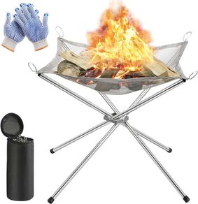 NEW SALE | Portable Fire Pit for Camping, Outdoor Folding Firepit Fireplace with Heat Resistant Gloves & Carrying Bag