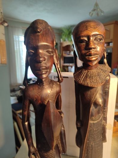 African male and female - wooden sculptures - wood carving - Africa - Ghana - second half of the 20th century