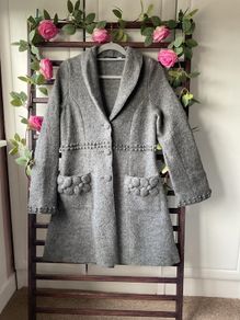 coat grey 100% wool coat James Lakeland vintage inspired 10/12 medium