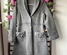 coat grey 100% wool coat James Lakeland vintage inspired 10/12 medium