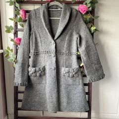 coat grey 100% wool coat James Lakeland vintage inspired 10/12 medium