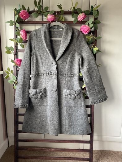 coat grey 100% wool coat James Lakeland vintage inspired 10/12 medium