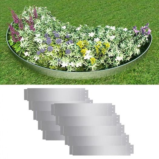 Lawn Fence 10 pcs Galvanised Steel 100x20 cm