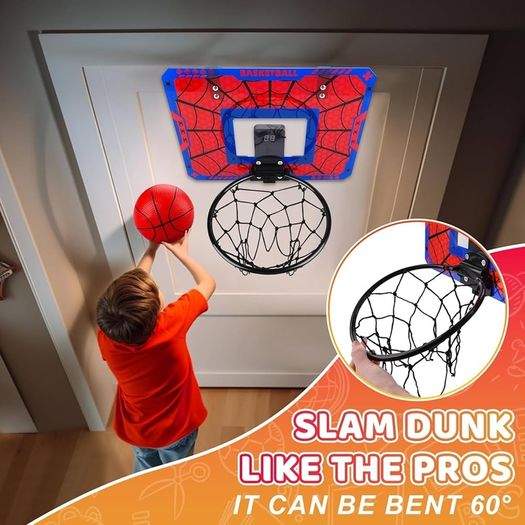 Mini Basketball Hoop Children's Indoor Basketball Basket in Room Wall Mounted with Electronic Scoreboard, Children's Toy Basketball Gift Boy 3-8 Years