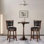 Bar Stools Set of 2 Swivel Counter Stool, Wood Frame Kitchen Island Stool-Chair, 24in Upholstered Barstool with Backrest & Footrest, Cappuccino, 61cm Seat Height Image 5
