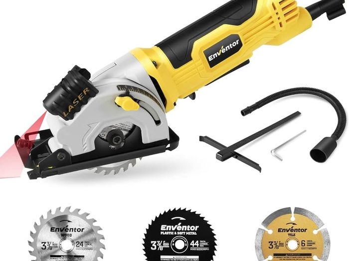 Mini Circular Saw, 580W 4000RPM Compact Electric Circular Saws with 3 Blades(85mm), Laser Guide, Scale Ruler, Pure Copper Motor Mini Saw for Wood, Soft Metal, Tile, Plastic Corded