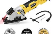 Mini Circular Saw, 580W 4000RPM Compact Electric Circular Saws with 3 Blades(85mm), Laser Guide, Scale Ruler, Pure Copper Motor Mini Saw for Wood, Soft Metal, Tile, Plastic Corded
